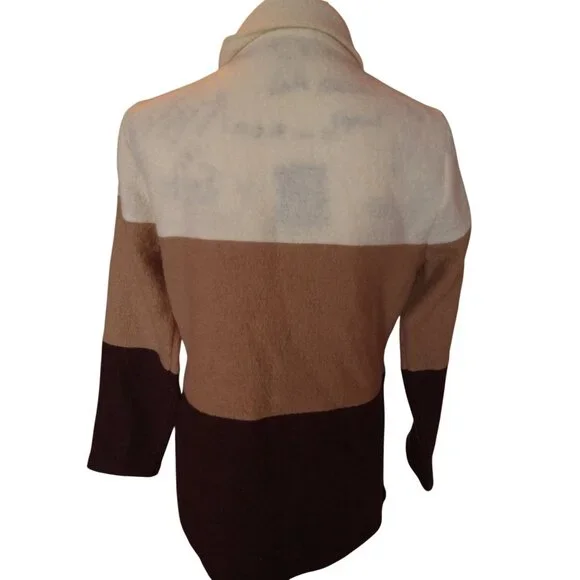 Vintage Appleseed Colorblock Wool Coat With Button Closure & Stand Collar - Size - Picture 3 of 11